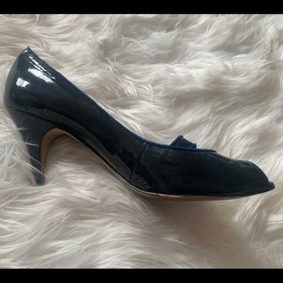 Navy Patent Leather Peep Toe Miss Sixty Heels - Picture 3 of 3